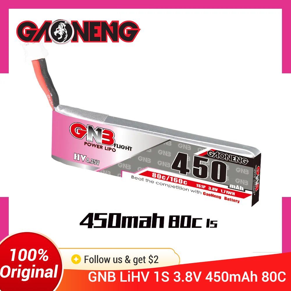 Drone Battery Li-Ion - GAONENG GNB 1S 450mAh 80C/160C 3,8